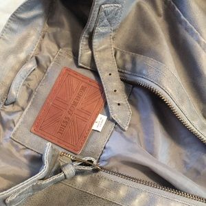 MISS LONDON grey moto jacket L copperish zippers!
